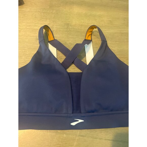 Brooks Womens XL Crossback Sports Bra Navy & Orange - Picture 2 of 7